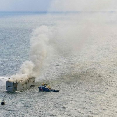 Fire on Car-Carrier Ship Off Dutch Coast Kills One